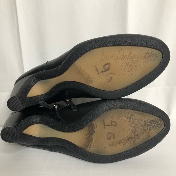 SOLDSam Edelman Black Leather Cone Heel Ankle Boot - Picture 7 of 9